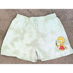 The Simpsons Lisa Simpson Graphic Lounge Shorts Size Large Green Tie Dye Cotton